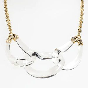 $245 Alexis Bittar CLEAR Wavy Lucite Link Crystal Bib "OPHELIA" Necklace